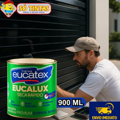 Tinta Esmalte Sintético Eucalux Eucatex 900ml Brilhante, Secagem Rápida Madeira, Metal, Várias Cores