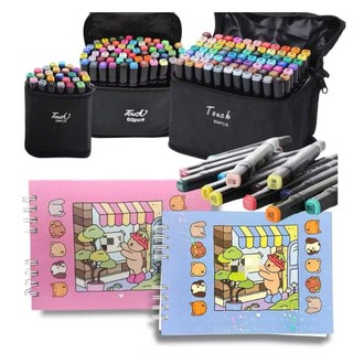 KIT DE Caneta Marcadora100/120/168 CORES+LIVRO 48 FOLHAS  Ponta Dupla Conjunto de canetas…