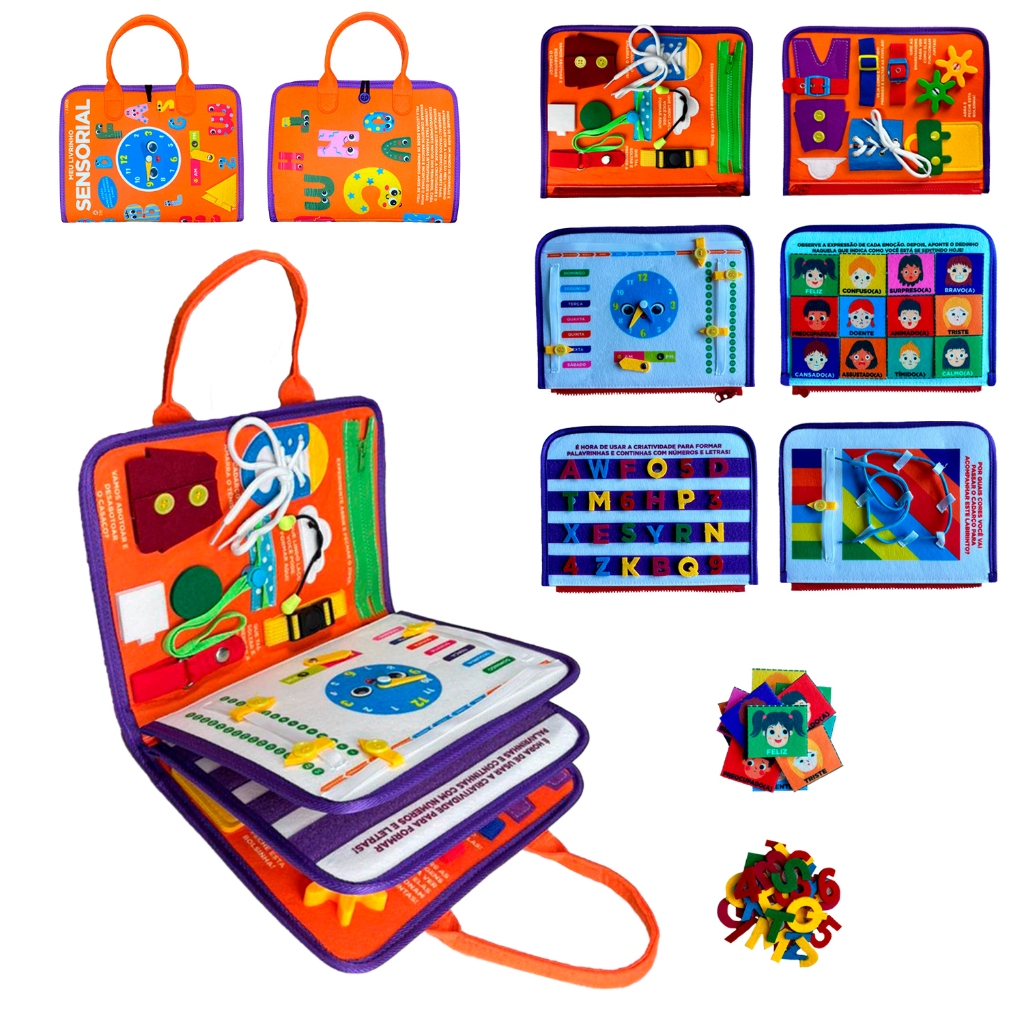 Livro Educativo Montessori: Meu Livrinho Sensorial Maleta Educativa - ABC