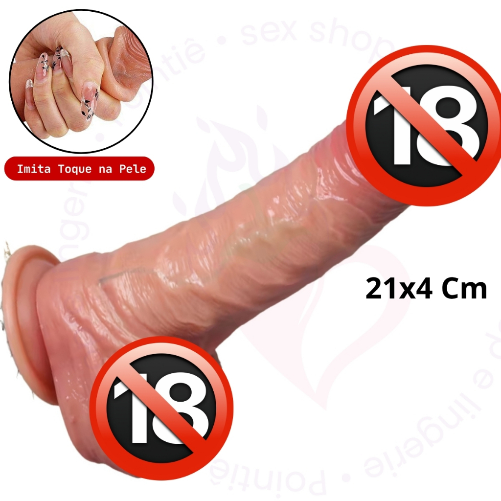 Pênis de Borracha Realista Dildo Consolo Ultra Realista 21x4 Cm Imita Pele Humana Pinto Silicone