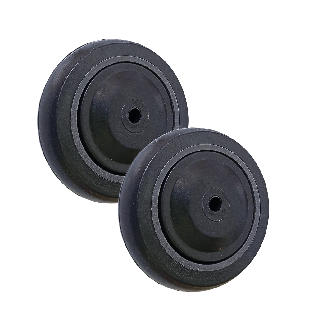 Kit 50 Rodas 4 Polegadas Rodízio Giratório 412 Carrinho Supermercado Garfo Espiga PVC Rolamento Central Abaulada