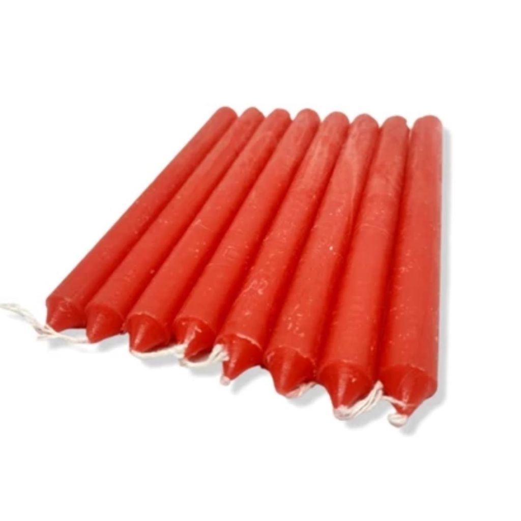 Vela Comum Palito Vermelha Kit Com 8 Unidades 100% Parafina em Oferta na Shopee