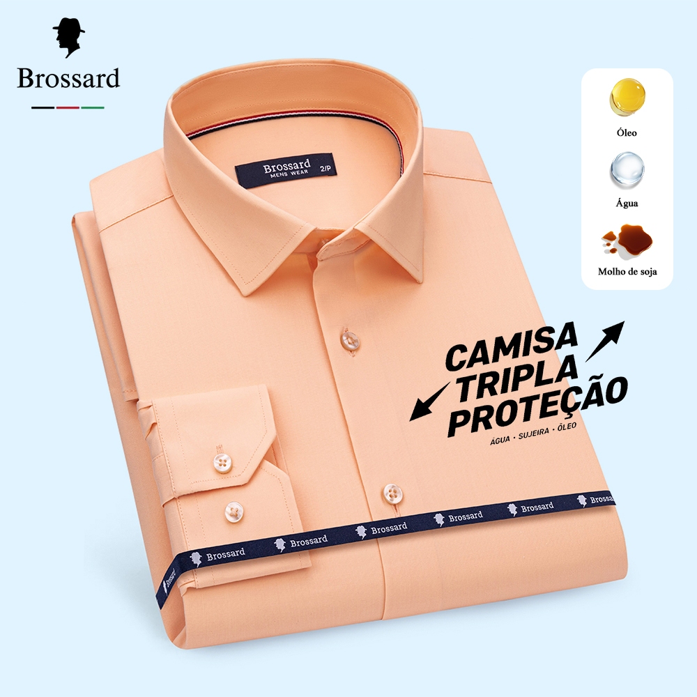 Camisa Social Masculina Slim - Tecido Não Amassa e Elástico, Impermeável, Respirável Moda Elegante em Oferta na Shopee