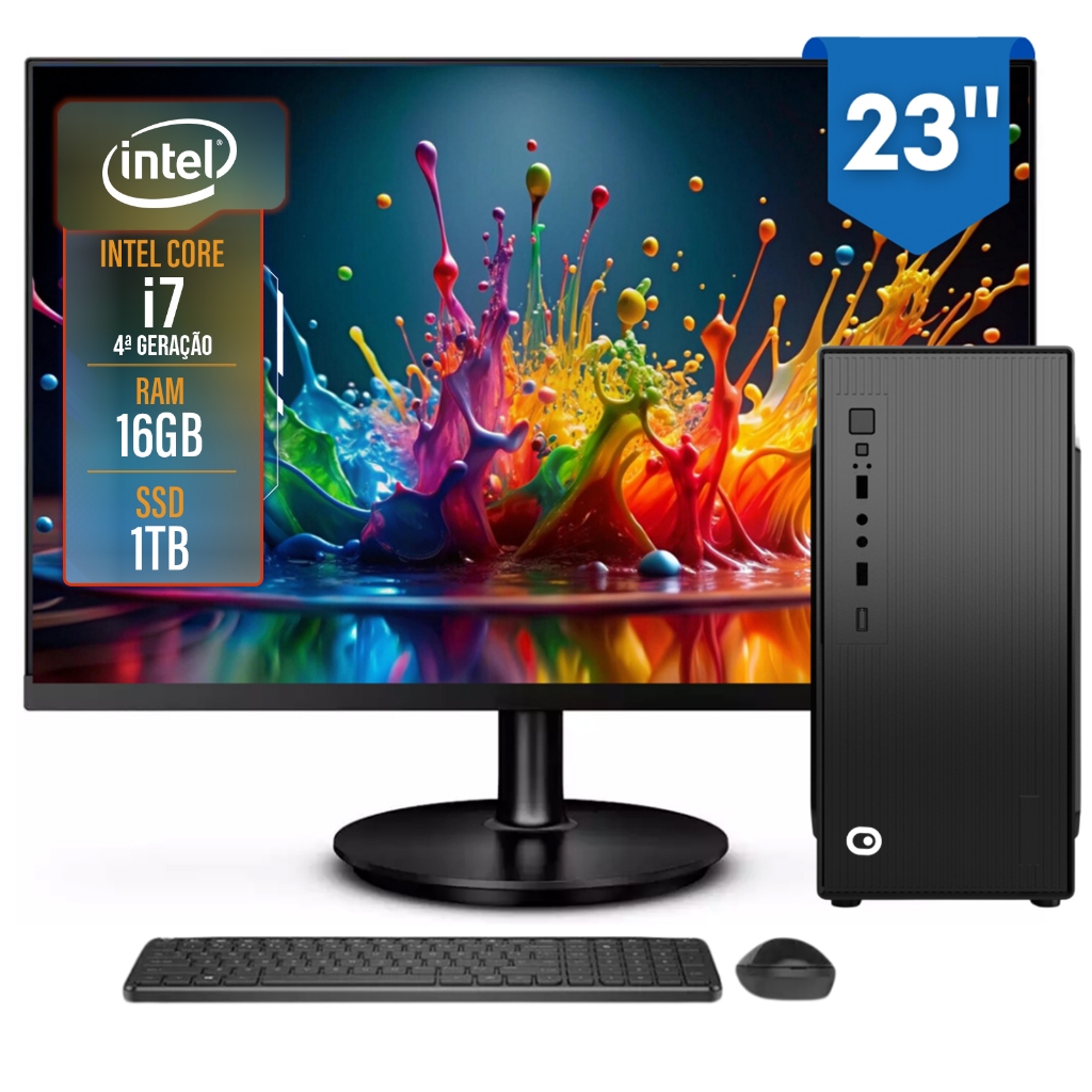 Computador Completo 2Eletro Top Intel Core i7, 16GB RAM, 1TB, Bivolt, 23" Full HD - CD2E-0136TO em Oferta na Shopee