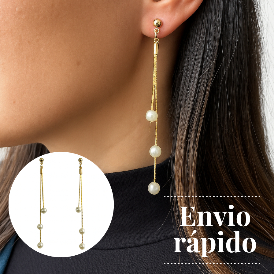 Brinco Feminino Longo Pérola Luxo | Folheado a Ouro 18k | Semijoia Fina | Envio Rápido em Oferta na Shopee