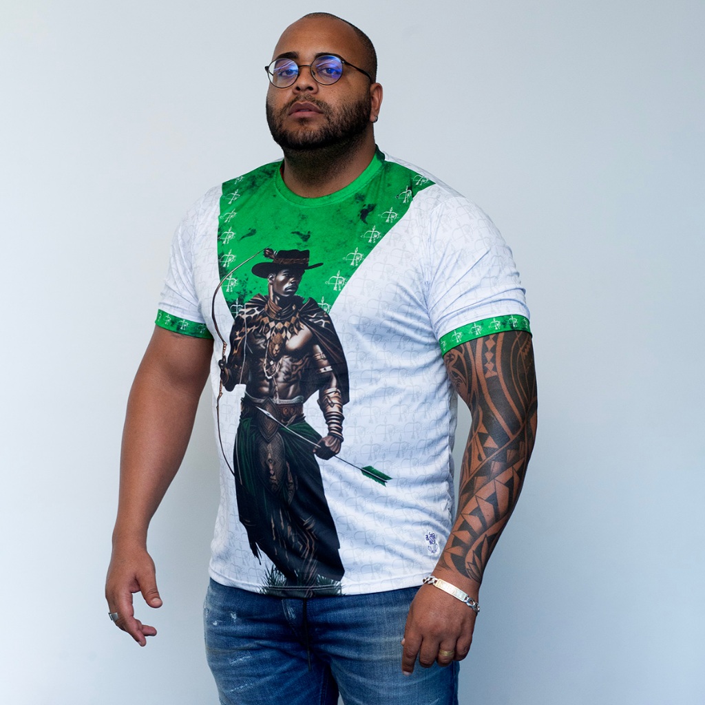 CAMISETA ORIXÁ OXÓSSI Camiseta Religiosa Unisex Umbanda/Candomblé Camiseta confeccionada em Dry Fit Com Proteção UV 50%