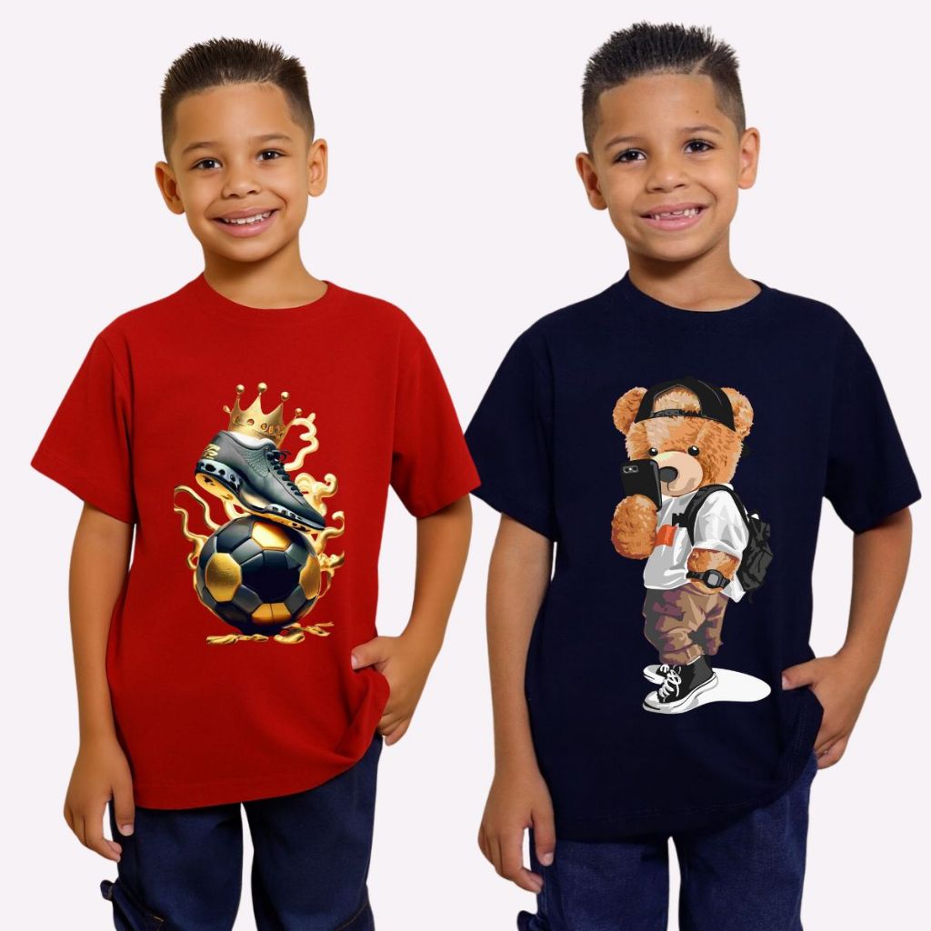 Camiseta Estampada Juvenil Infantil Menino 100% Algodão Conforto Macia Casual Moda Criança 02 ao 16 — imagem 2 de 2