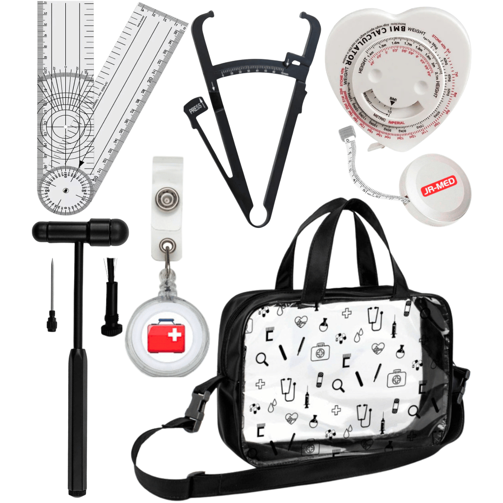 Super Kit Fisioterapia Avaliação Física Goniômetro Martelo Buck Trena Antropométrica