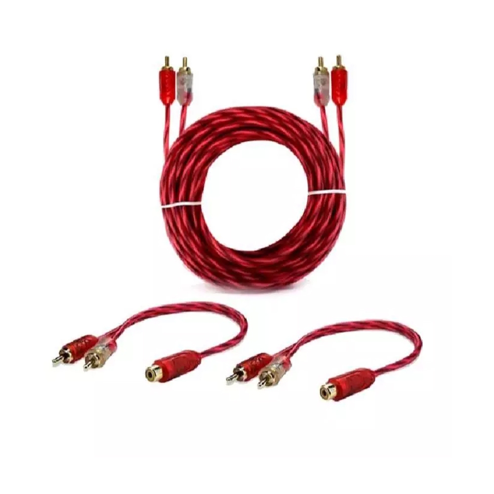 Kit Cabo Rca 5 Metros Dupla Blindagem Injetado + 2 Y 2m/1f