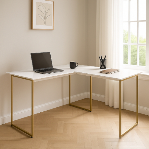 Mesa Em L Max Industrial Pés De Ferro Para Escritório e Home Office 150x150cm - JM3 Móveis
