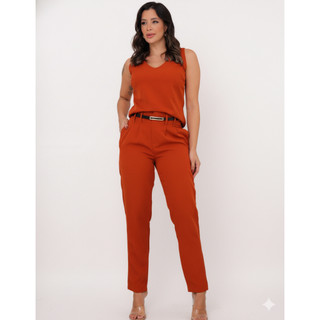 Conjunto Alfaiataria Feminino Regata Social E Calça Reta Sofisticado Moda Social Chic Toque Macio Fe
