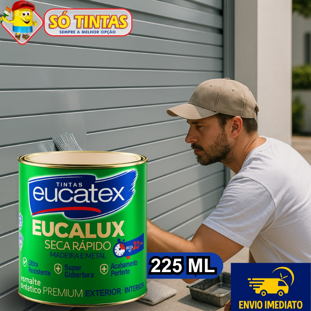 Tinta Esmalte Sintético Eucalux Eucatex 225 ML Brilhante, Secagem Rápida Madeira Metal, Várias Cores em Oferta na Shopee