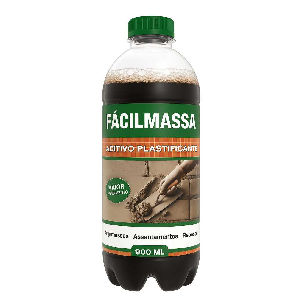 Aditivo plastificante massa Reboco sem cal Facilmassa casa construcao obra 900 ml