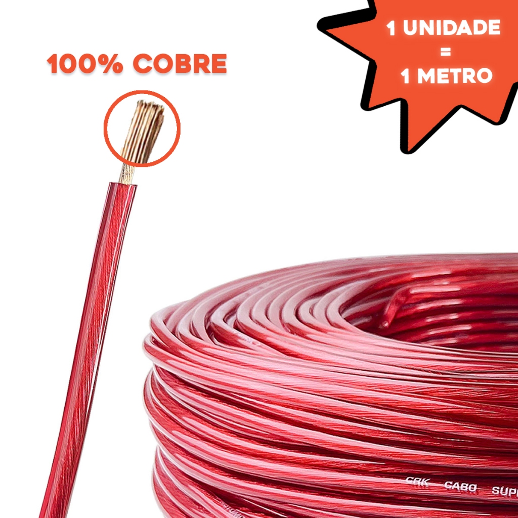 Cabo De Bateria CRK Technoise 6mm Puro Fio Alimentação Som Automotivo Amplificador **VALOR DO METRO**