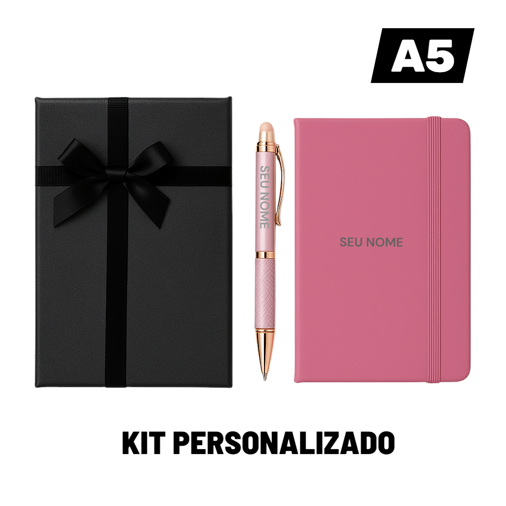 Kit Presente com Bloco Personalizado + Caneta c Nome + Caixa Elegante  Brinde ou Presente Caderno A5 em Oferta na Shopee
