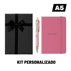 Kit Presente com Bloco Personalizado + Caneta c Nome + Caixa Elegante Brinde ou Presente Caderno A5