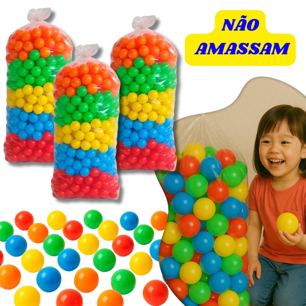 Bolinhas para Piscina 100 Unid Coloridas, Ultra Resistente e Não Amassam aniversario festa