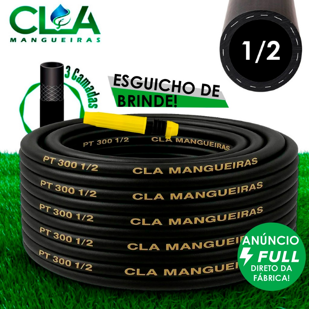Mangueira Jardim Trançada Resistente Flexível 10 á 30 Metros PT 300 PSI Água 1/2" Com Bico Engate em Oferta na Shopee