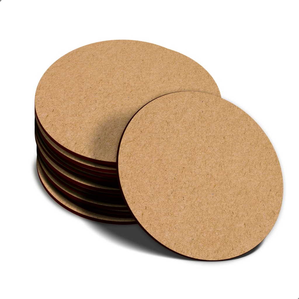 Kit Discos MDF Cru Redondo para Artesanato Porta Copos Bases para Pintura Gravação Decoração DIY