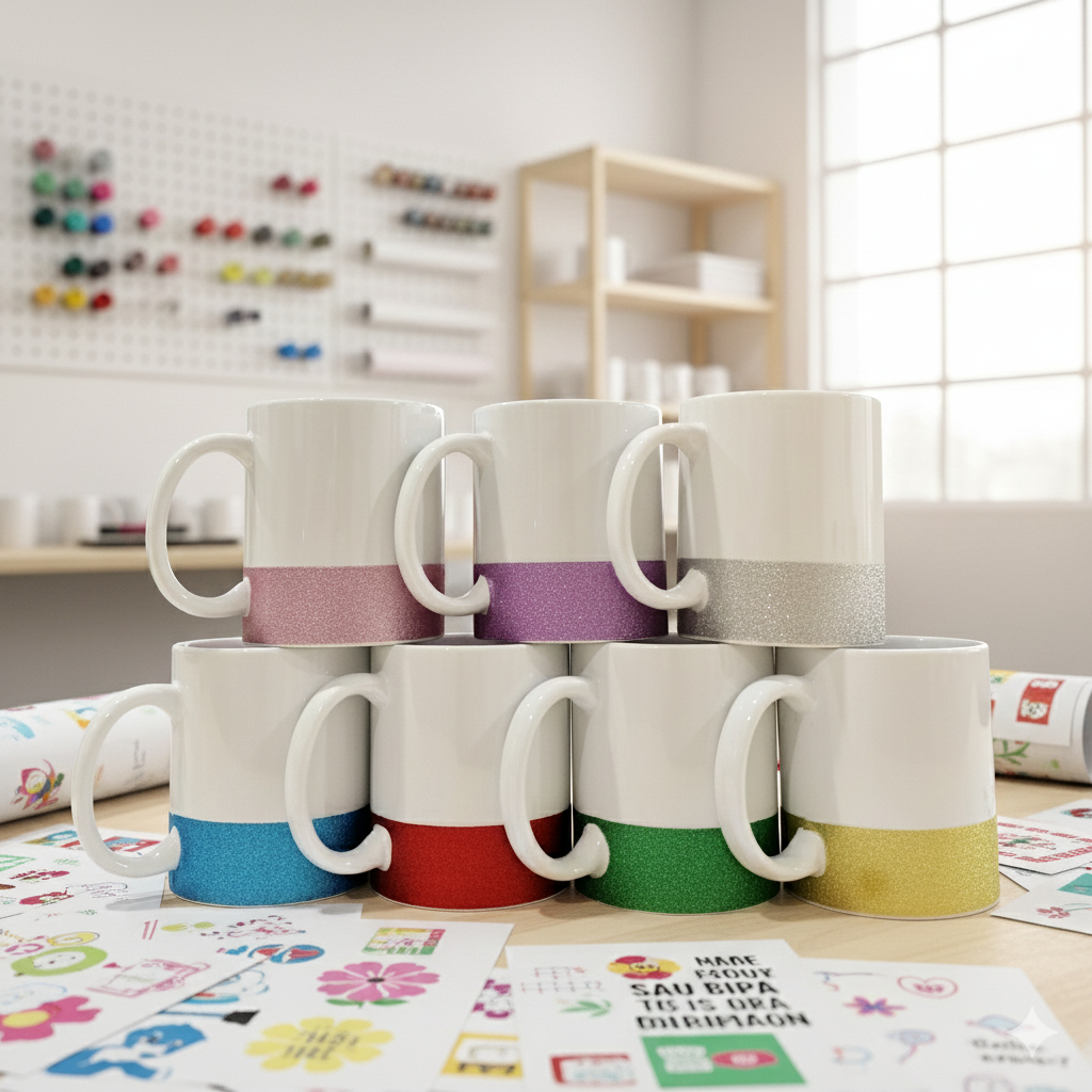 12 Canecas de Porcelana 325ml Base Glitter Para Sublimação 11Oz Presentes, aniversario, dia dos pais em Oferta na Shopee