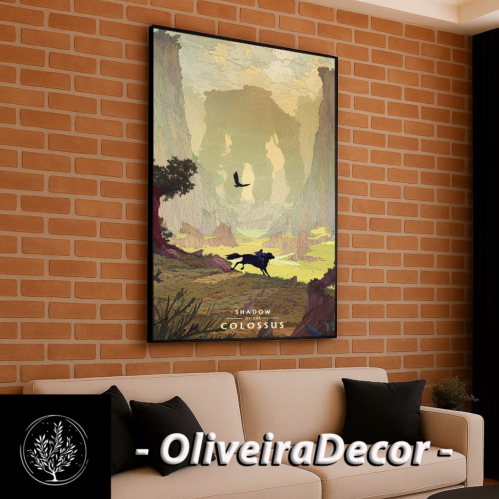 QUADRO DECORATIVO JOGO SHADOW OF THE COLOSSUS VIDEO GAME 1 PEÇA 60x40 DECORAR SALA QUARTO ESCRITORIO