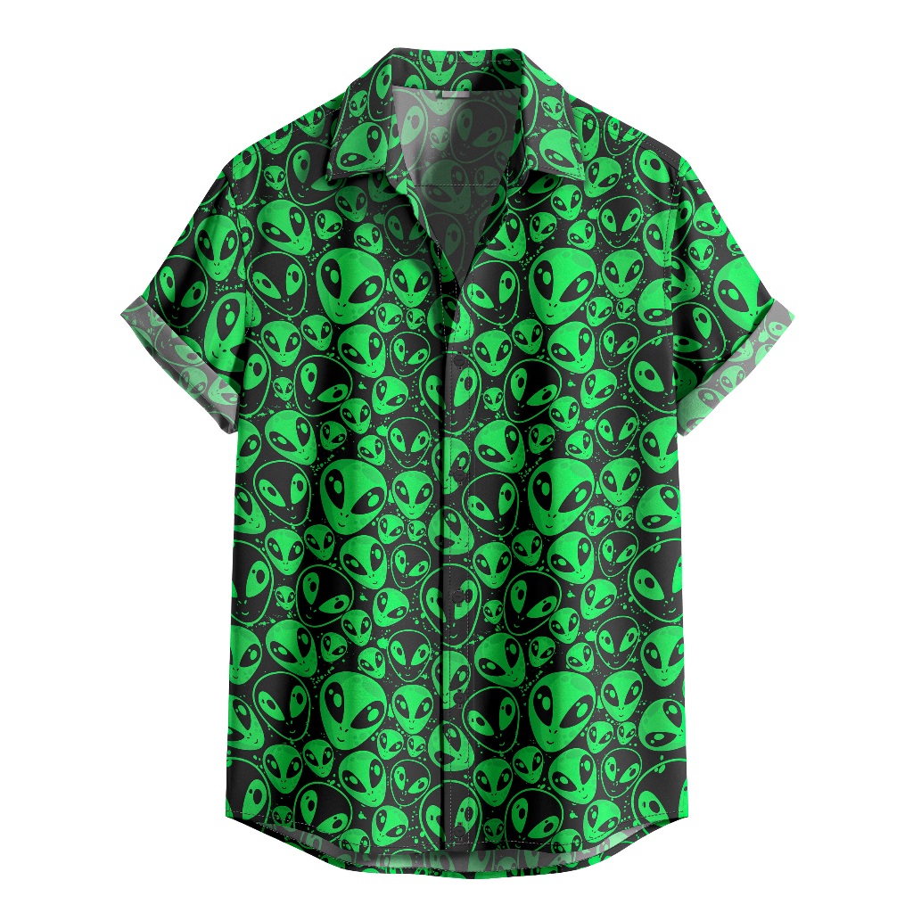 Camisa De Botão Alien Ete Verde Rave Psicodélico [Ref-433] em Oferta na Shopee