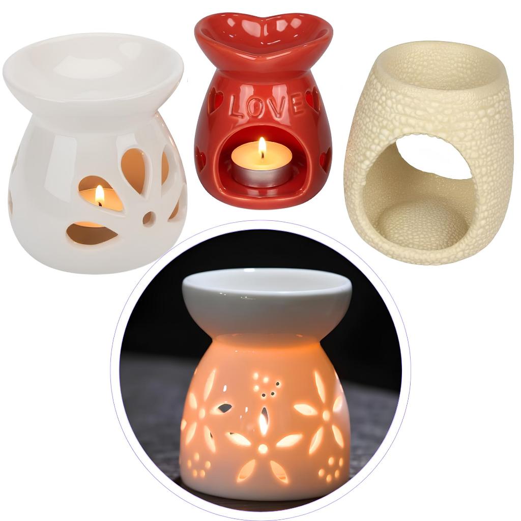 Vela Rechaud De Cerâmica Porta Vela Castiçal Decorativo para Mesa e Ambiente Aromatizador