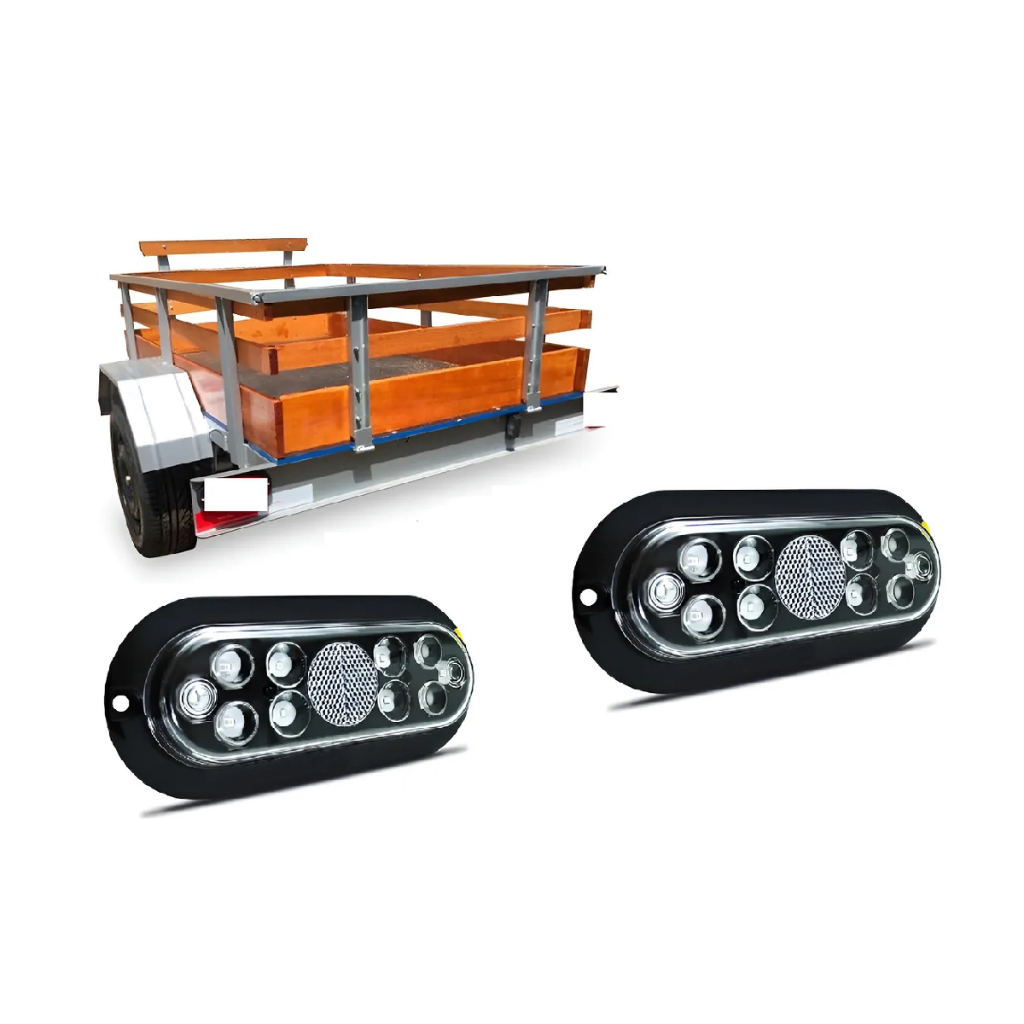 2 Lanterna Led P/ Carret Barco Freio Seta E Lanterna Rd002 Vermelho