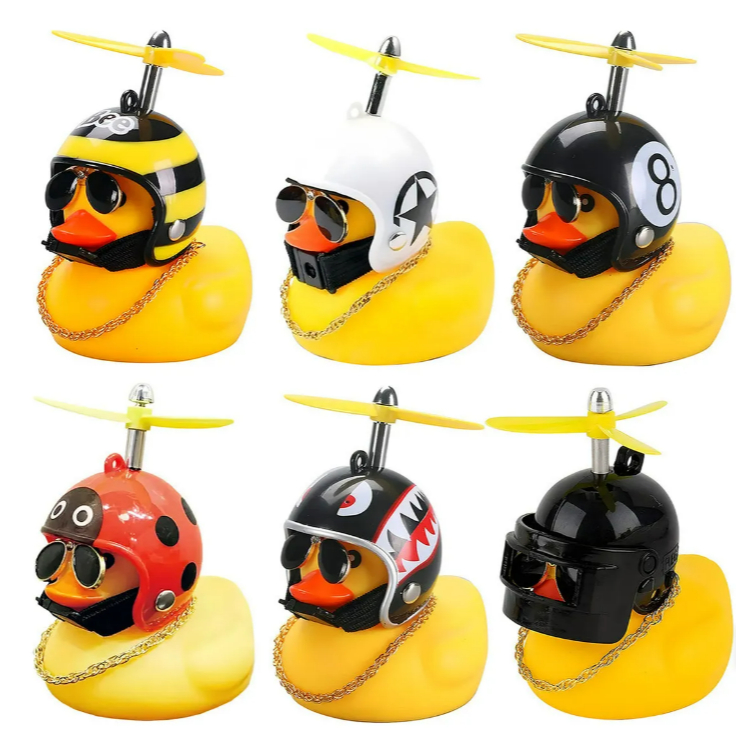 Buzina Patinho Com Luz Catavento Bike Moto Guidao Pato Capacete Cor Amarelo