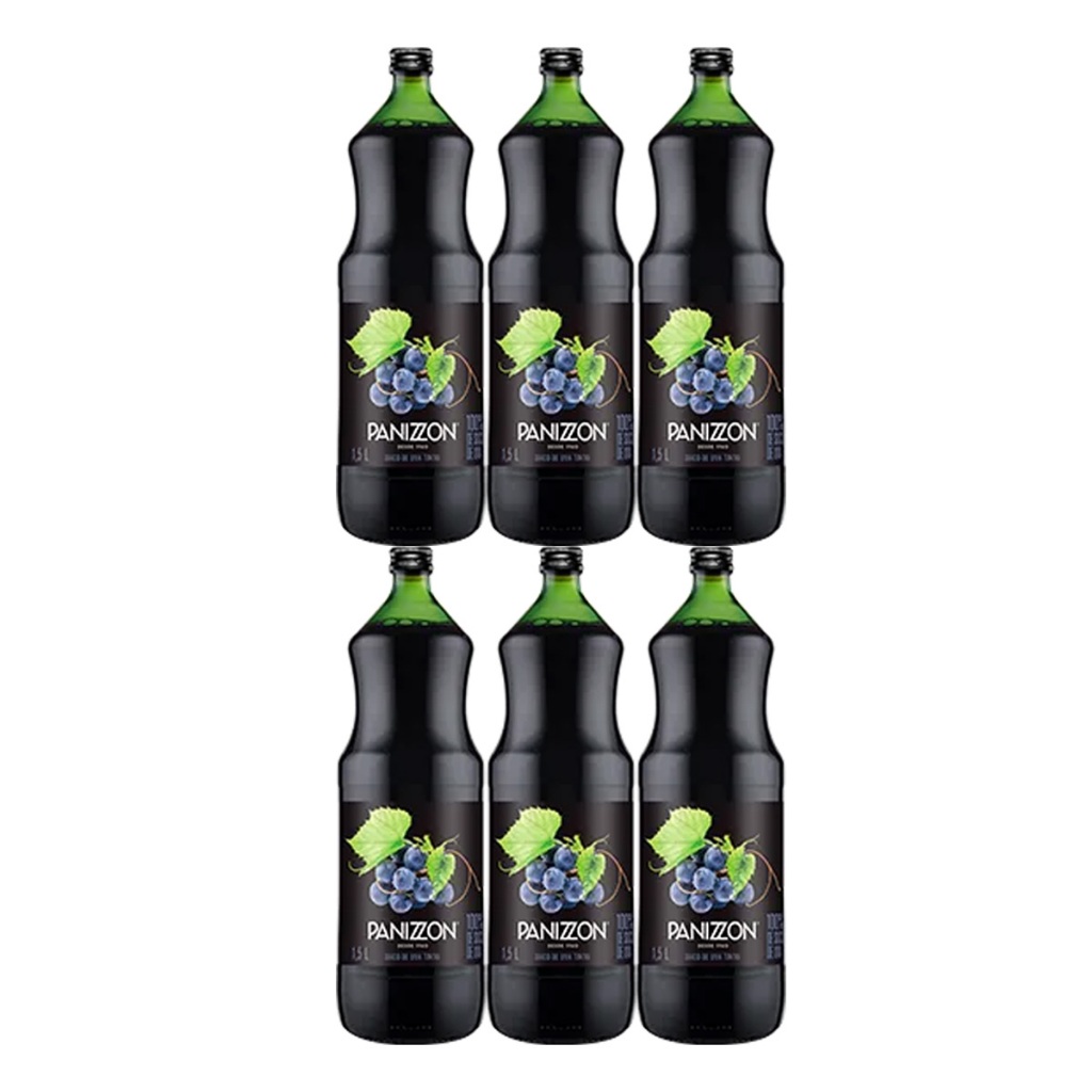 KIT 6UN Suco Uva Tinto Integral Panizzon 1,5L