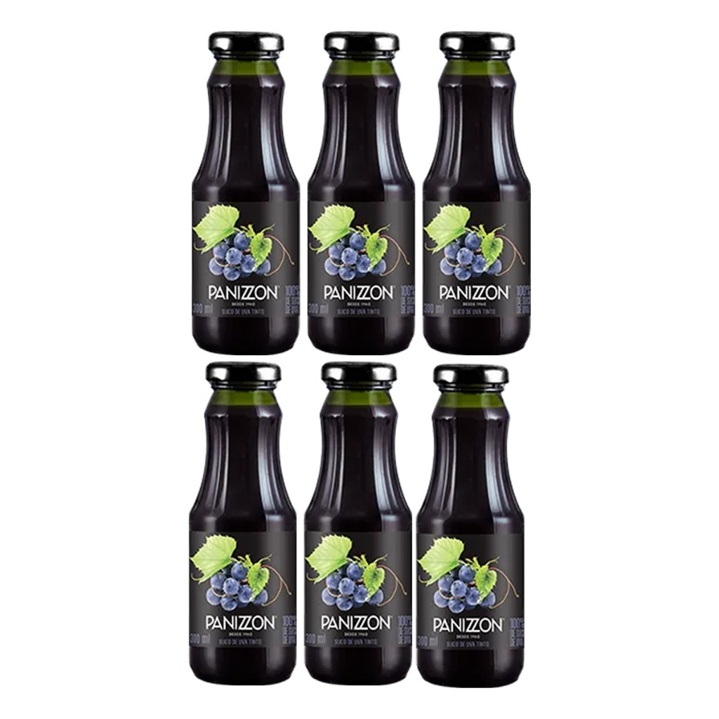 KIT 6UN Suco De Uva Integral Panizzon 300 ml sem açucares e conservantes em Oferta na Shopee