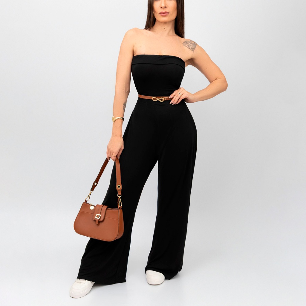 Macacão Feminino Longo Tomara Que Caia Pantalona Moda Chic Tendência Confortável em Oferta na Shopee