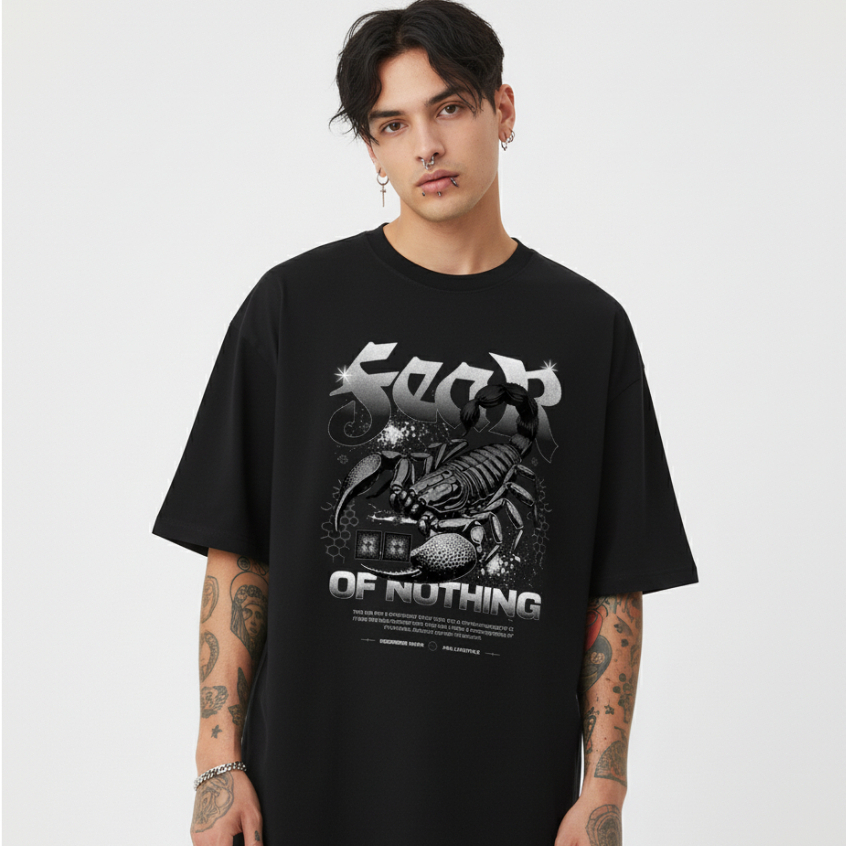 Camiseta Oversized  Streetwear "Fear of nothing" Premium 100% Algodão Estilo Urbano Y2K