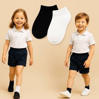 Kit De 3 a 12 Pares de Meias Infantil Algodão Escolar em Oferta na Shopee