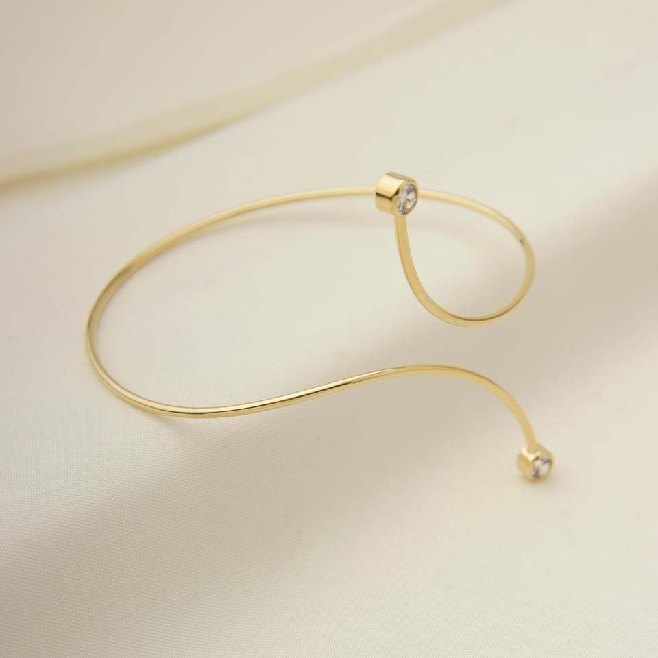 Bracelete Feminino Minimalista Fio Fino Com Pedra Brilhante Ajustável Presente Folheado a Ouro 18k