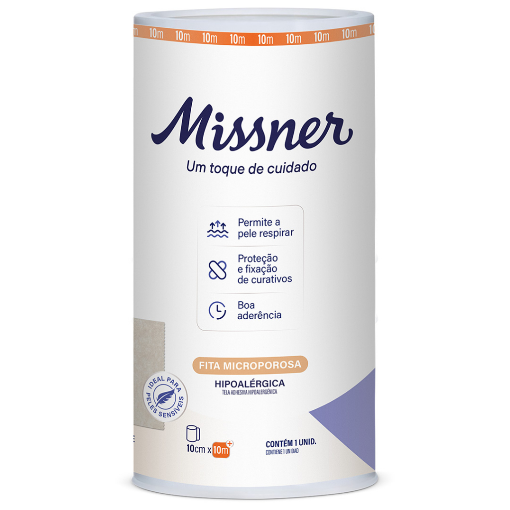 Kit Fita Cirúrgica Microporosa 10cm x 10m Bege - Missner