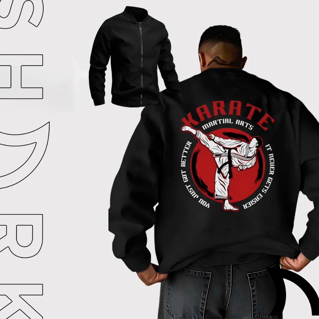 Casaco Jaqueta Masculina Bomber Karate Luta Artes Marciais Lutador Esportivo Treino Academia Gym