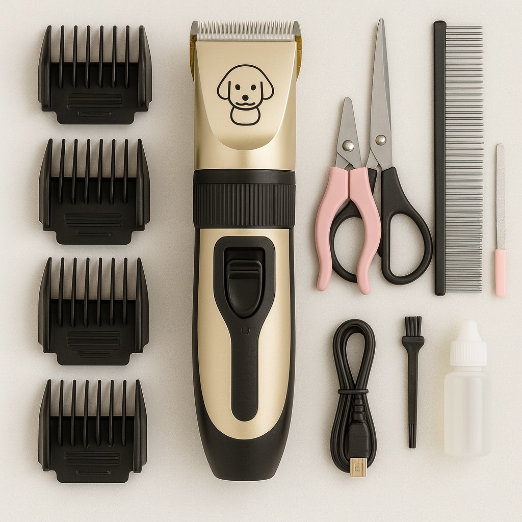 Kit Máquina de Tosa Pet Profissional Silenciosa Recarregável para Cães e Gatos com Acessórios em Oferta na Shopee