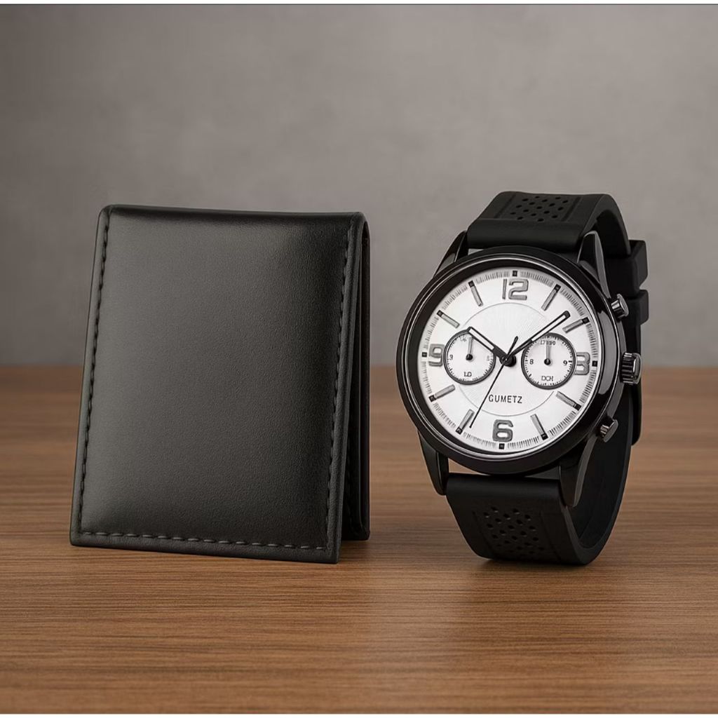 kIt porta cartão carteira masculina slim+ relogio ponteiro em Oferta na Shopee