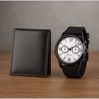 kIt porta cartão carteira masculina slim+ relogio ponteiro em Oferta na Shopee