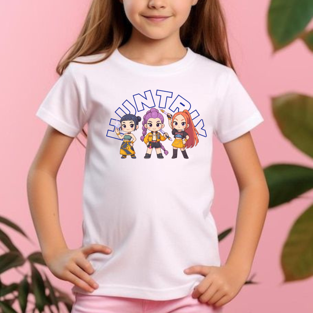 CAMISETA CAMISA BLUSA DESENHO ANIMADO TENDÊNCIA EM ALTA GUERREIRAS DO K-POP INFANTIL JUVENIL em Oferta na Shopee