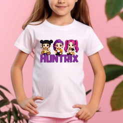 CAMISETA CAMISA BLUSA DESENHO ANIMADO TENDÊNCIA EM ALTA GUERREIRAS DO K-POP INFANTIL JUVENIL