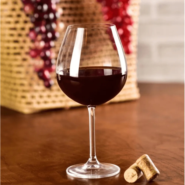 6 Peças Vinho Tinto 650 Ml Cristal Bohemia Com Titânio -JOGO 06 UNIDADES DE TAÇAS VINHO TINTO 650ML CRISTAL BOHEMIA