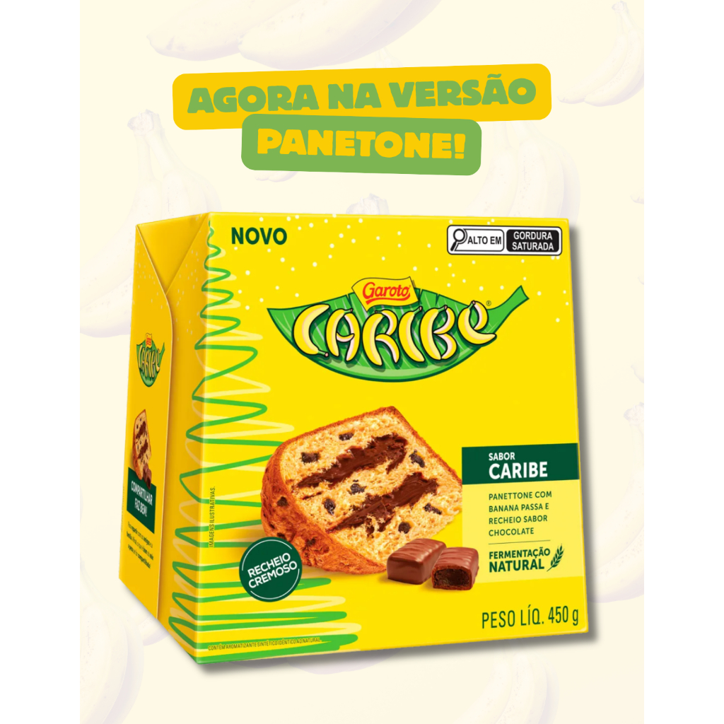 Panetone Nestlé Garoto Caribe 450g – Sabor Incrível com Pedacinhos de Chocolate