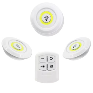 3 Lâmpadas Luminaria Led Sem Fio Ideal para Armários 1 Controle Remoto em Oferta na Shopee