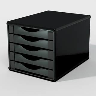 Caixa Arquivo Gaveteiro de Mesa 5 Gavetas Madeira MDF Preto Black Piano em Oferta na Shopee