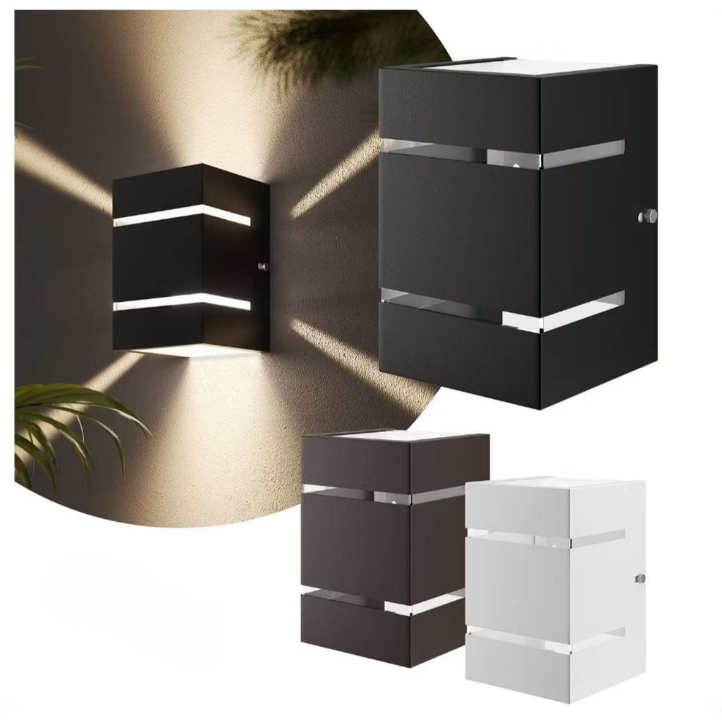 KIT 4 ARANDELA LUMINARIA BIVOLT 110/220 DE PAREDE MURO JARDIM EXTERNA E INTERNA  PRETA E BRANCA