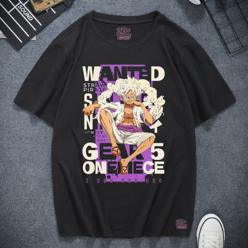 camiseta gear 5 luffy anime wanted Monkey D. Luffy One Piece desenho camisa algodão