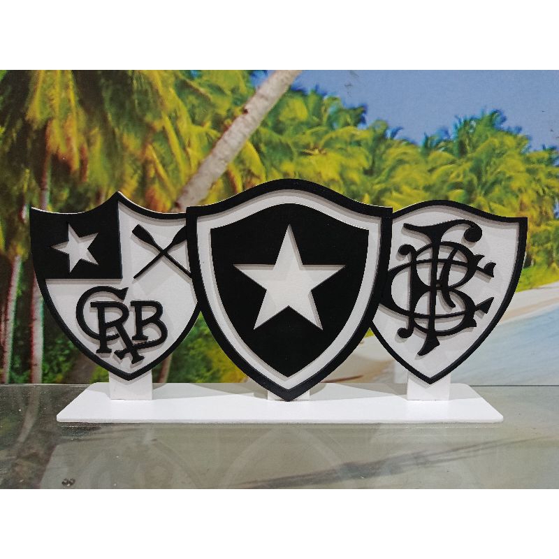 Totem - Escudo placa decorativa Trio de evolução dos escudos do Botafogo em MDF BMK ART'S
