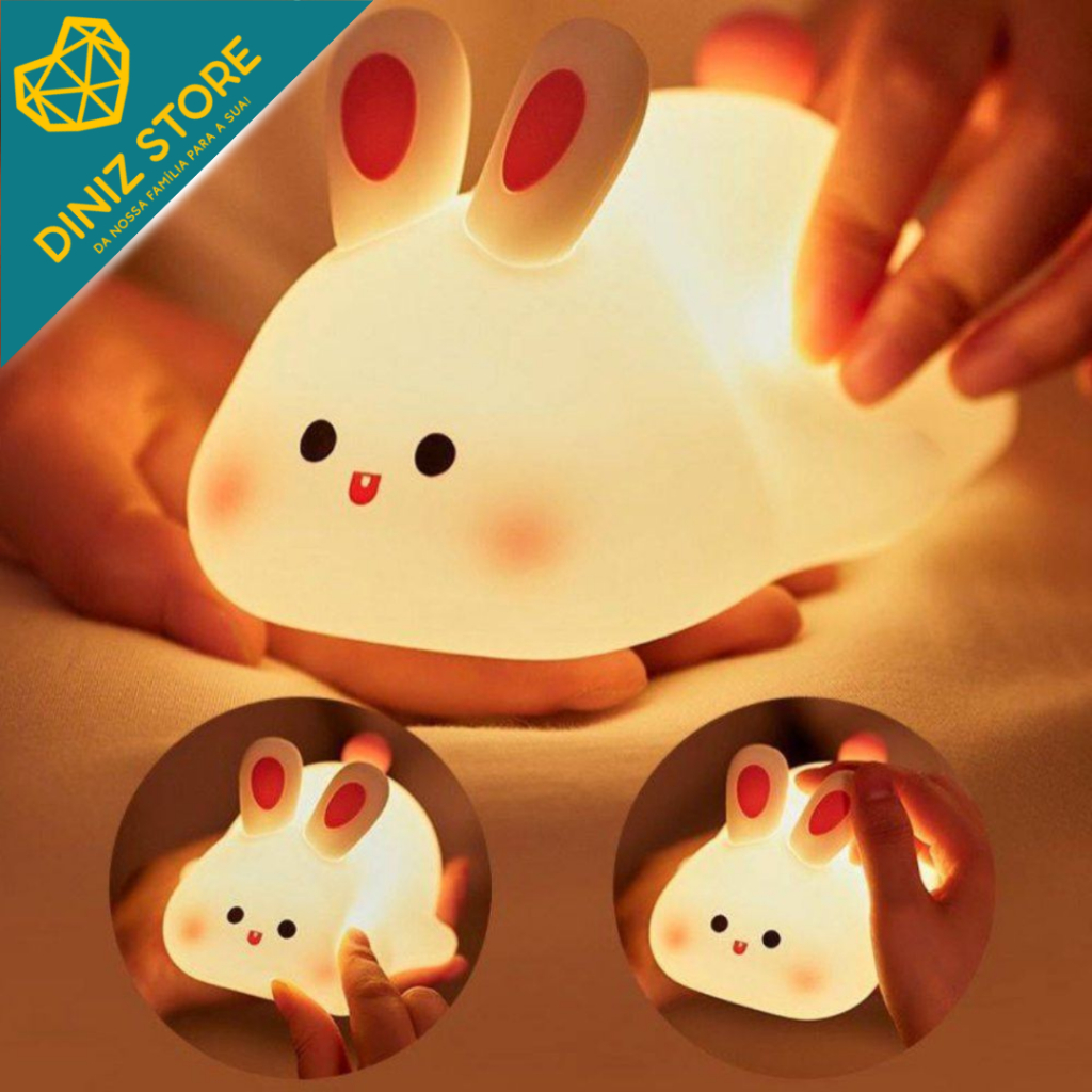 Luminária de Coelhinho LED USB Branca